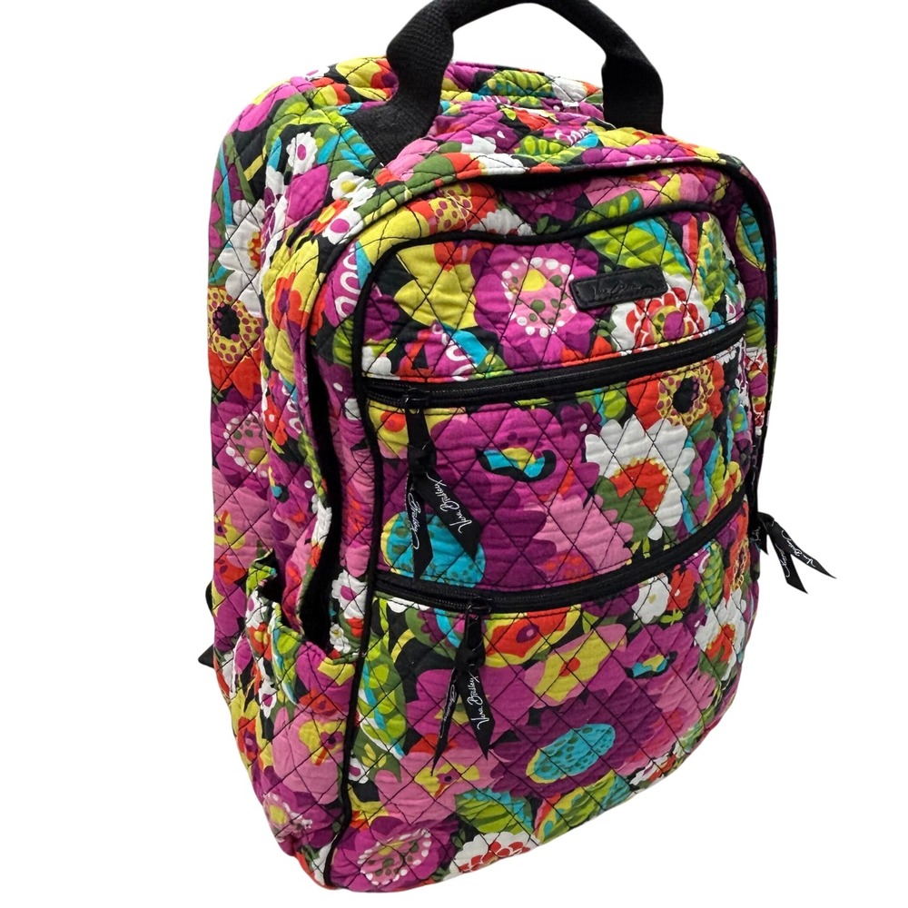 Vera Bradley Va Va Bloom Backpack Large Pink Floral Quilted Laptop School Bag